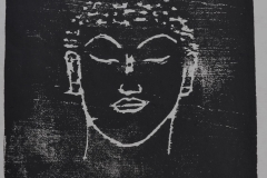 Buddha black, 2022,  36 cm x 27 cm, Holzschnitt, Papier/1/1, 120,- €