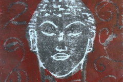 Buddha, dark red, 2022,  25 cm x 20 cm, Holzschnitt, Papier/1/1, 120,- €