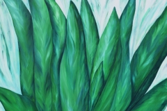 green leaves, 2018, 80cm x 80cm, Ölfarbe, Nesseltuch, 1200,- €