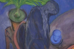 Kaffeetrinker,  1985, 120cm x 100cm, Eitempera, Nesseltuch, 1400,- €