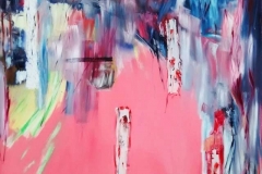 Großstadtlichter, 2017, 120cm x 150cm, Ölfarbe,  Nesseltuch, Collage,  1600,- €